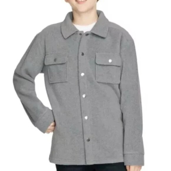 Quiksilver Other - Quiksilver Boys Size Small 7/8 Gray Fleece Long Sleeve Snap Shirt Shacket NWT